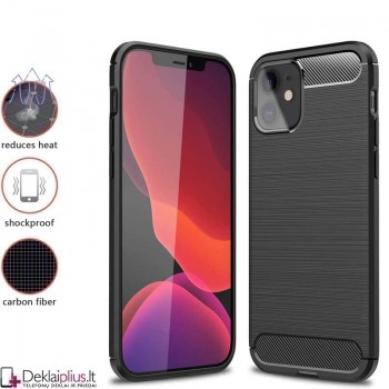Carbon guminis dėklas - juodas (Apple Iphone 12 Mini) 